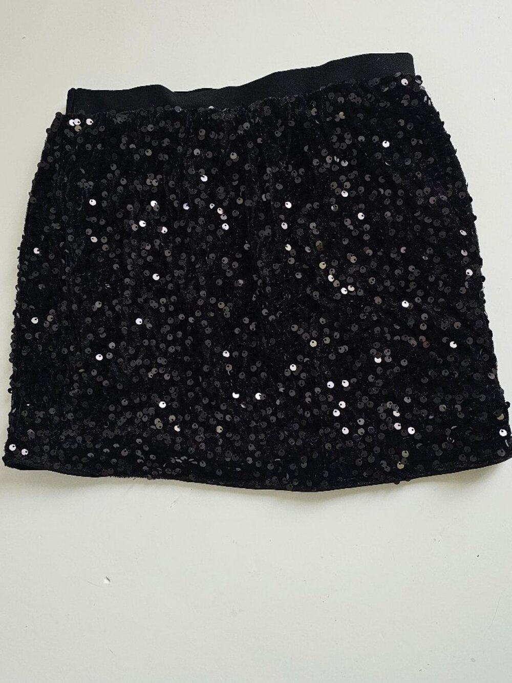 Girl's Mini Sequin Velvet Skirt Black Size 9 Years NEW